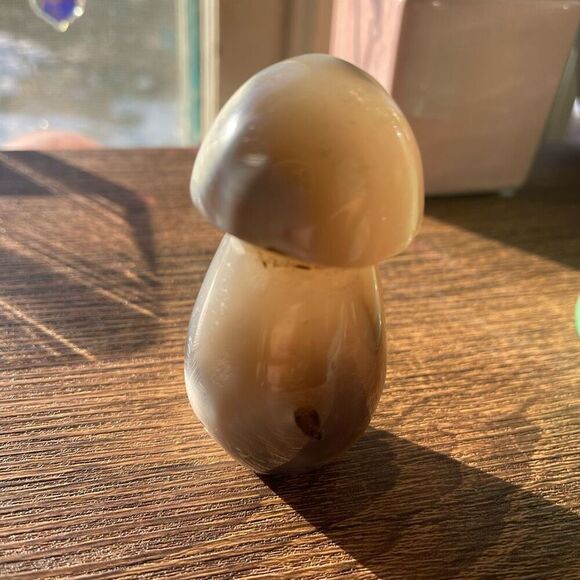 Orca agate mushroom carving crystal druzy black white grey gray cream - Picture 4 of 12